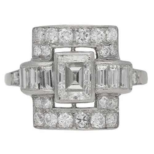 Platinum art deco engagement ring deals